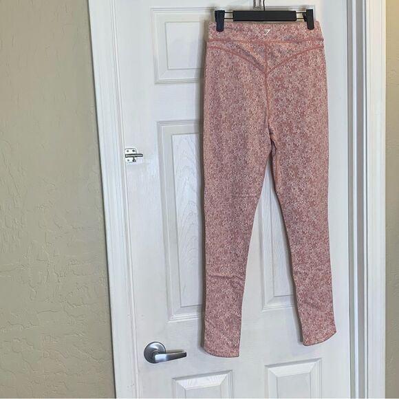 Gymshark Fleur Texture Leggings Size Medium Pink White - Picture 4 of 8